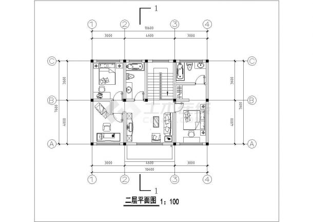 民居住宅建筑设计CAD方案图-图二