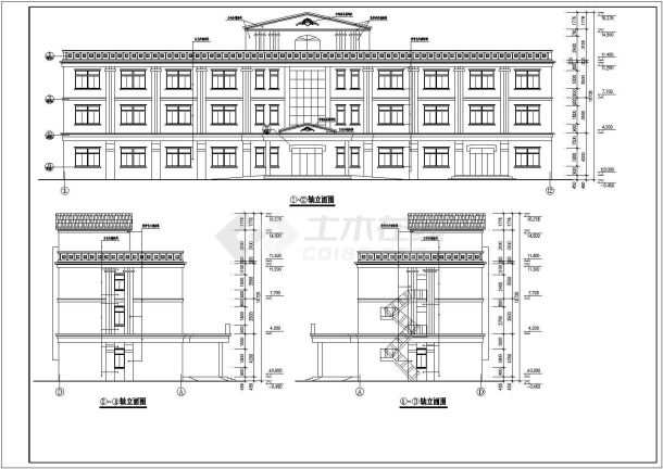 某地区三层办公楼建筑设计施工图纸-图二