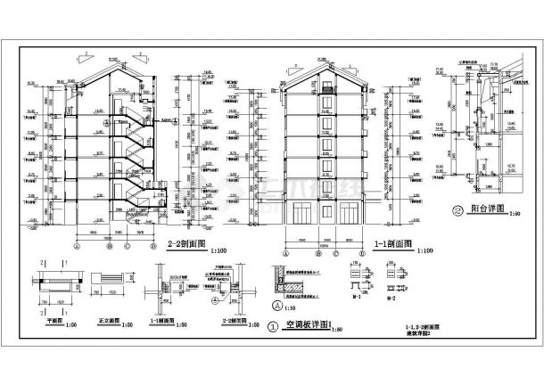 某地五层住宅楼建筑设计图（共11张）-图一