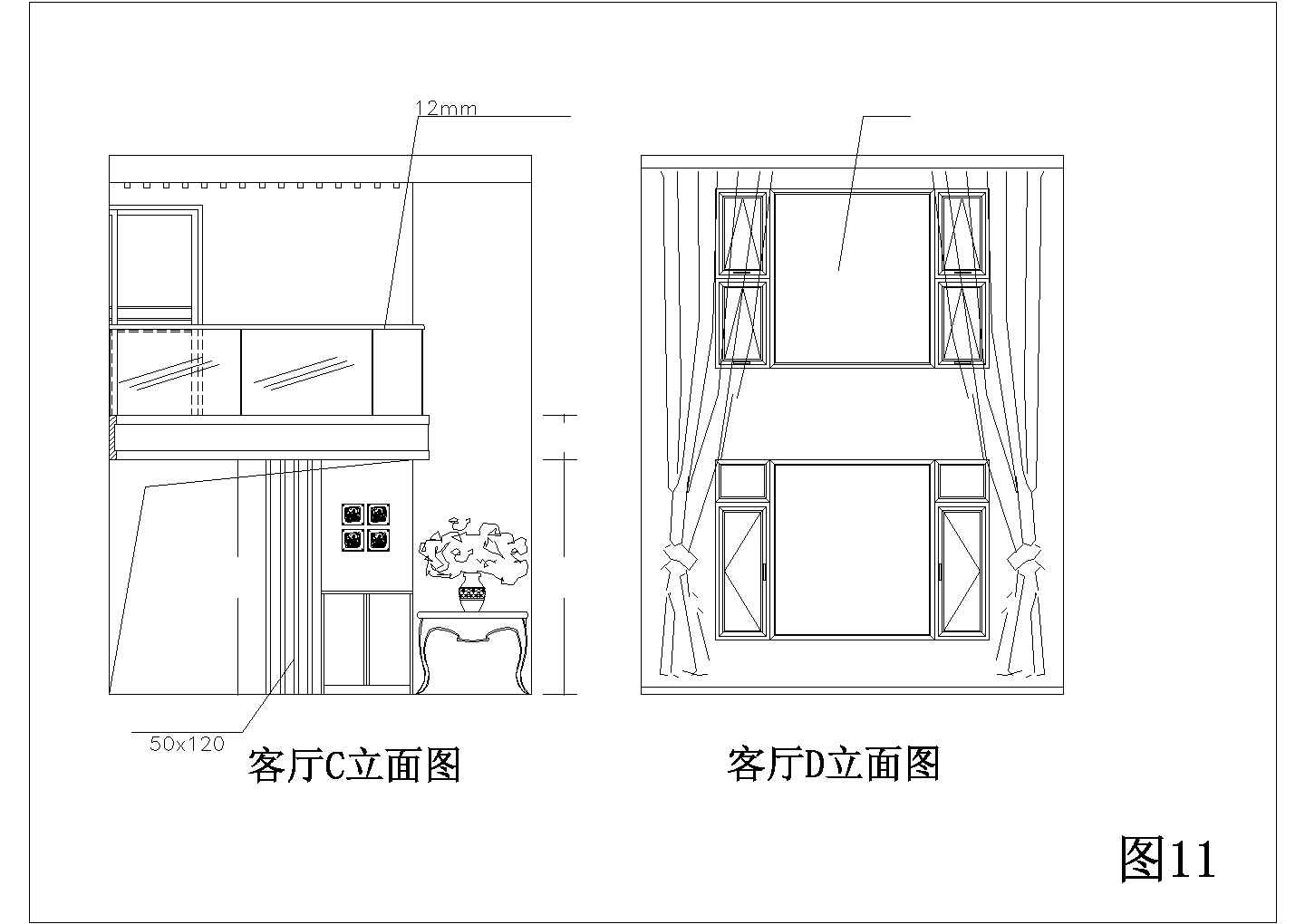 某复式别墅住宅室内装修设计施工CAD图