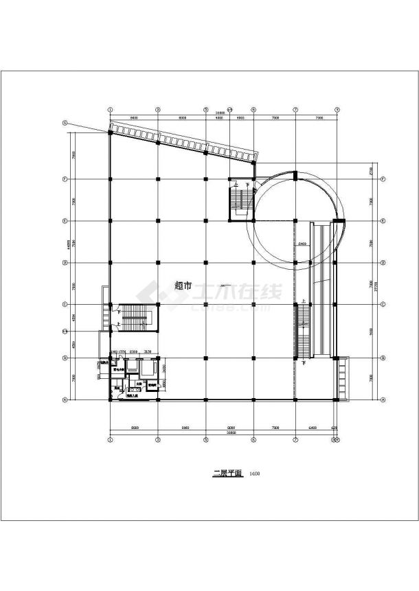 简约小型超市建筑设计CAD参考图-图二