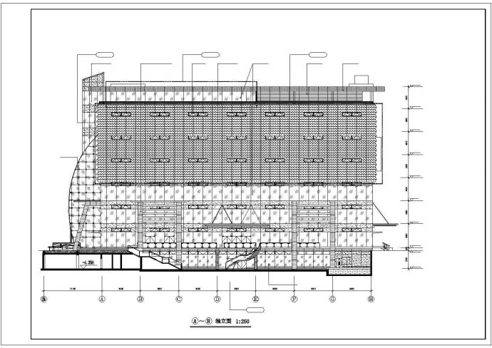 现代大型广场立面建筑设计CAD竣工图_图1