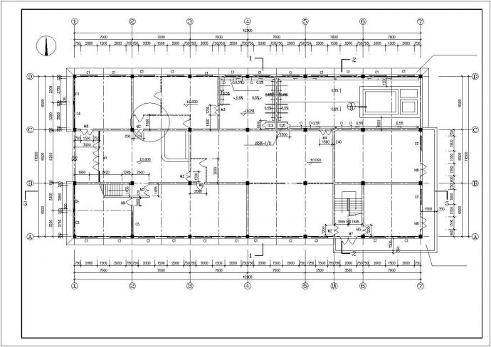某城区洗浴中心建筑施工设计平面布置参考图_图1
