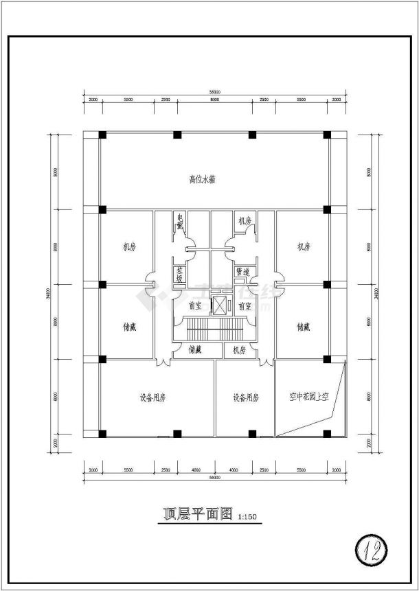 高层简约风格宾馆建筑设计CAD施工图纸-图一