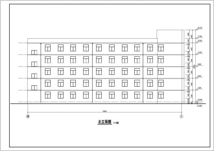 某学校五层砖混结构学生宿舍建筑设计施工图_图1