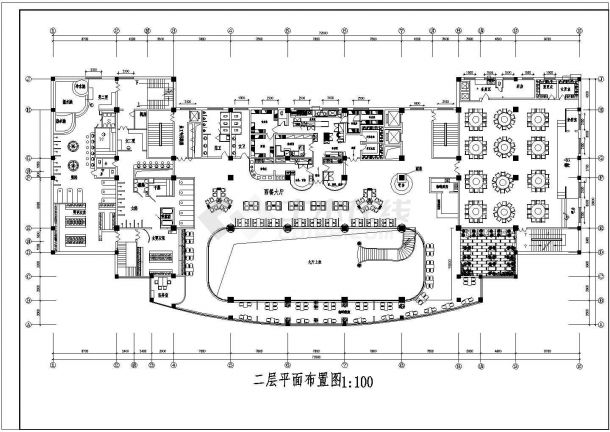 某市区高级大酒店平面建筑施工参考CAD详图-图一