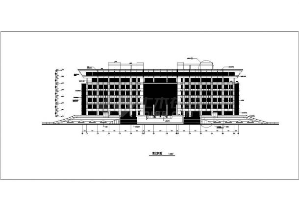 某大学8层框架结构图书馆建筑设计方案图-图一