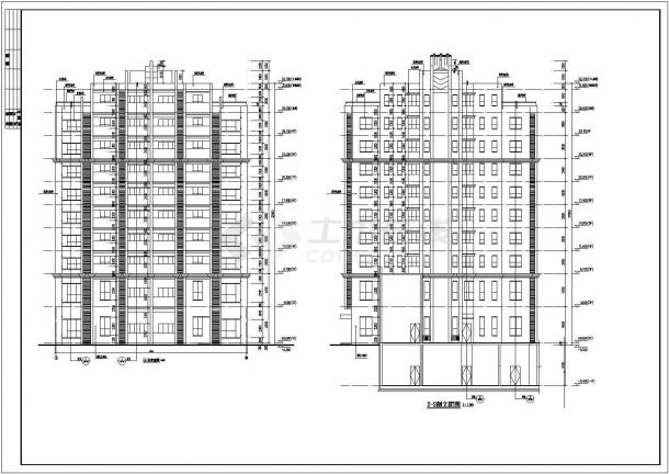 某带底层商业的多层住宅建筑设计施工CAD图-图二