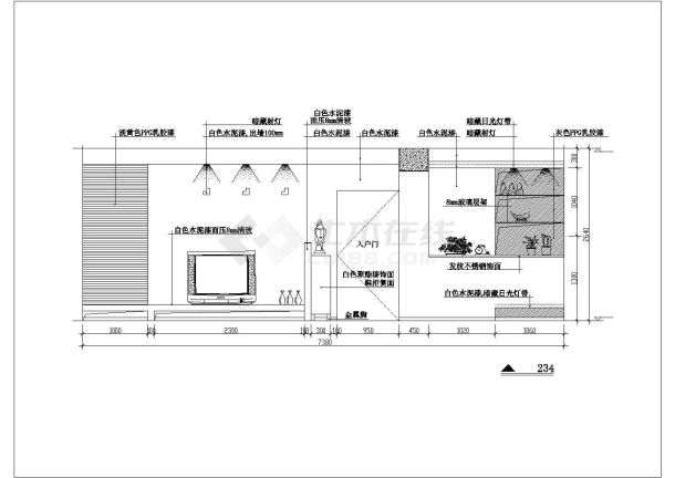 住宅室内客厅装修设计施工cad图-图一