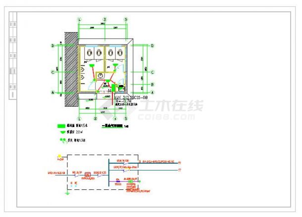 CAD版公共厕所“电气”专业设计图 两套-图二