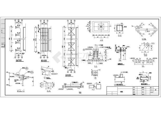 某校园单排钢结构自车棚建筑设计CAD图-图二
