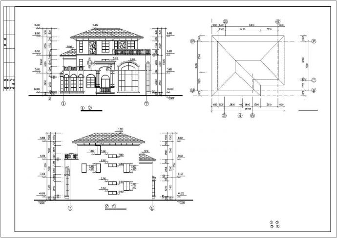 某小镇欧式别墅施工设计CAD图纸_图1