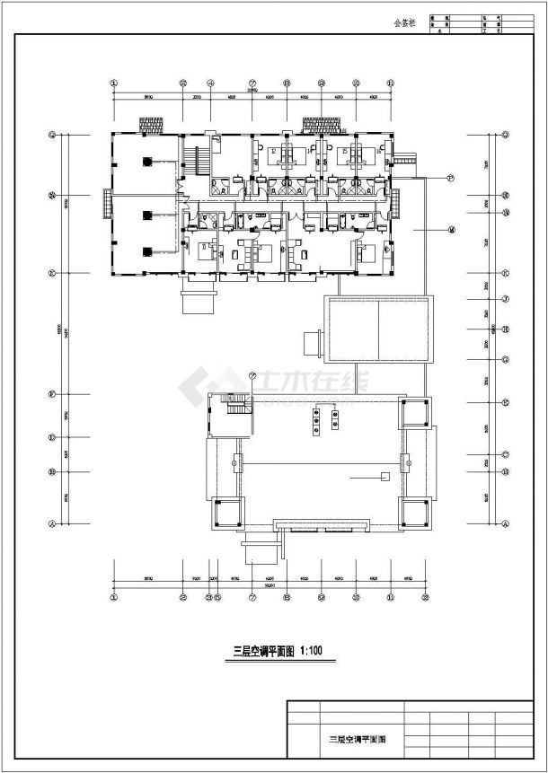 某地区三层办公综合楼空调安装设计CAD图纸-图二
