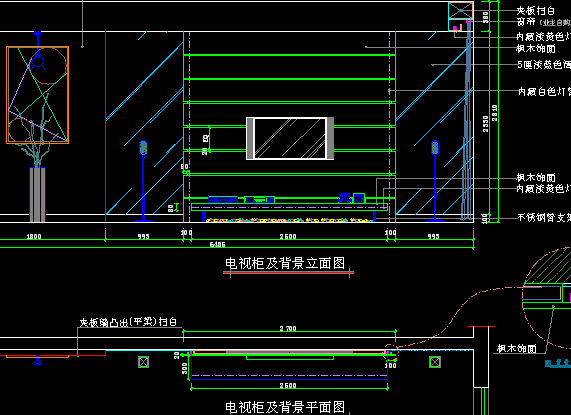 电视柜及装饰墙结构详图_图1