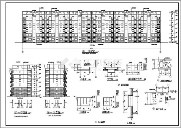 某小区六层住宅楼建筑设计图（共6张）-图一
