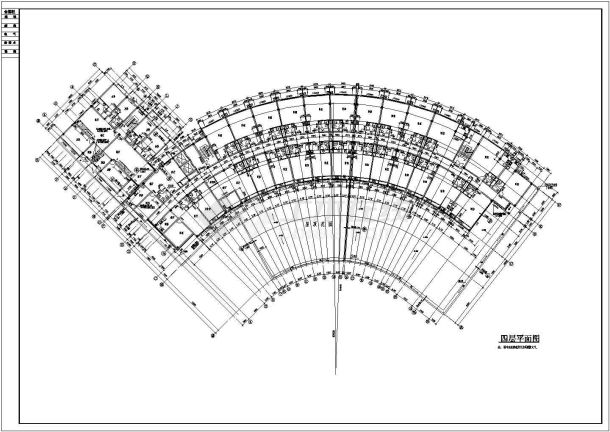 某地扇形住宅楼建筑设计cad方案图-图二
