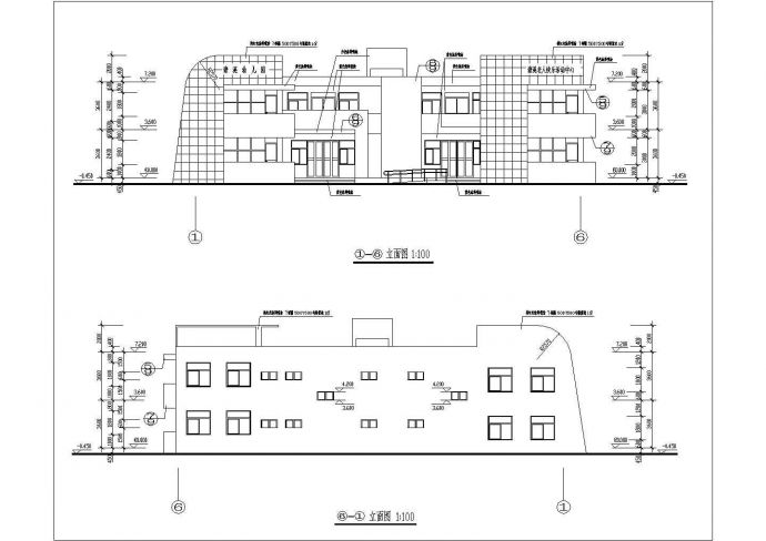 某幼儿园两层教学楼建筑设计图（共8张）_图1