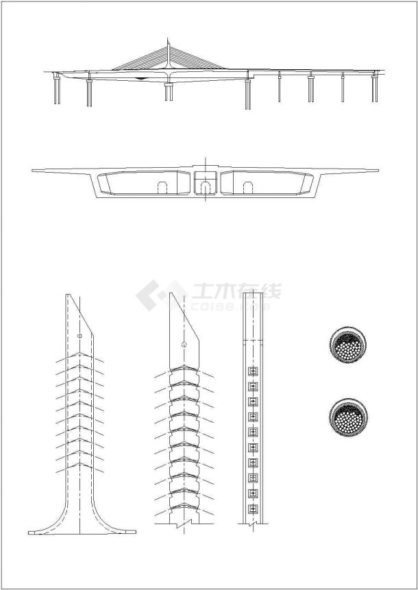 【厦门】银湖大桥（部分斜拉桥）结构施工图-图二