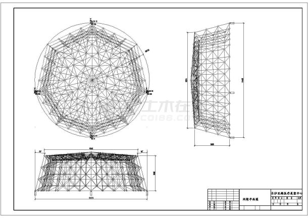 湖南长沙某多边形球壳网架结构施工图-图一