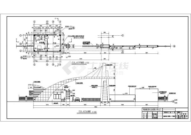 某地区厂区大门建筑结构设计施工图-图一