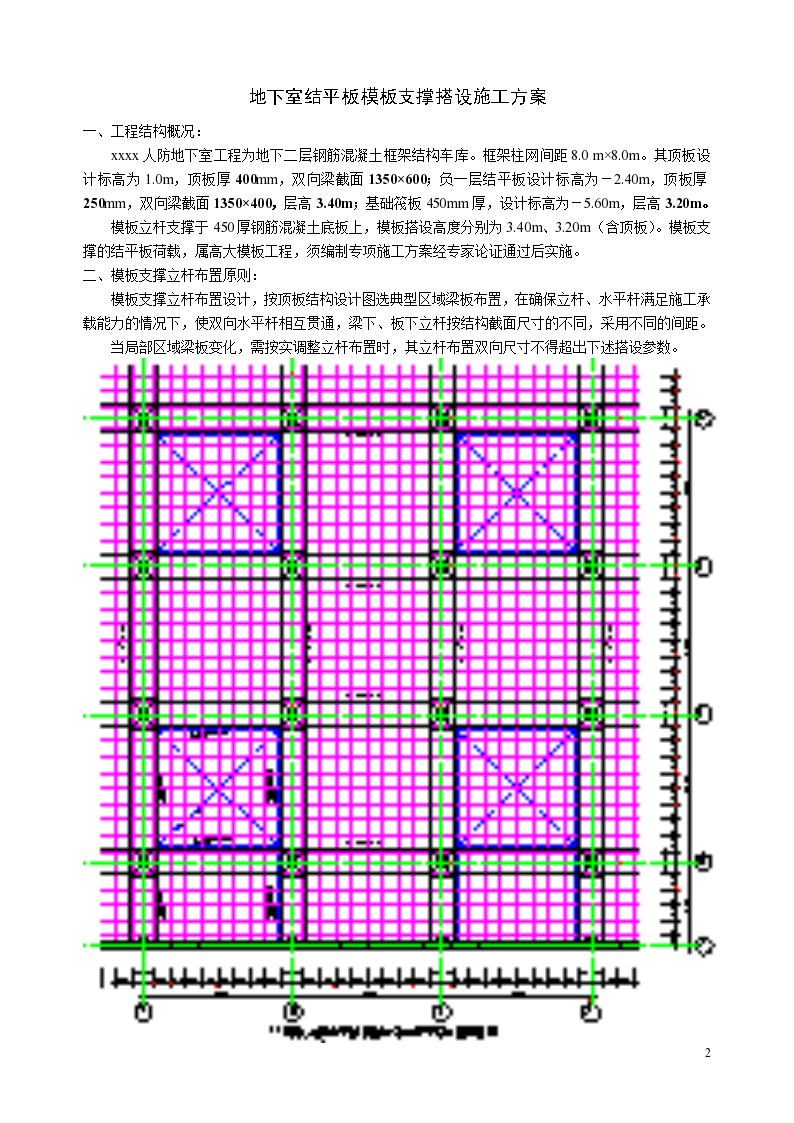 人防地下室结平板模板支撑搭设施工方案-图二