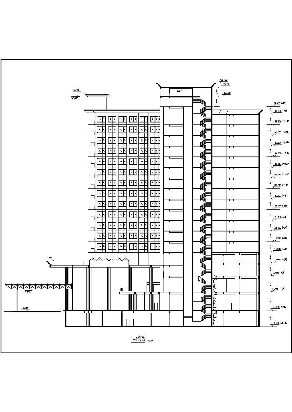 某地17层框剪结构商务酒店建筑设计方案图