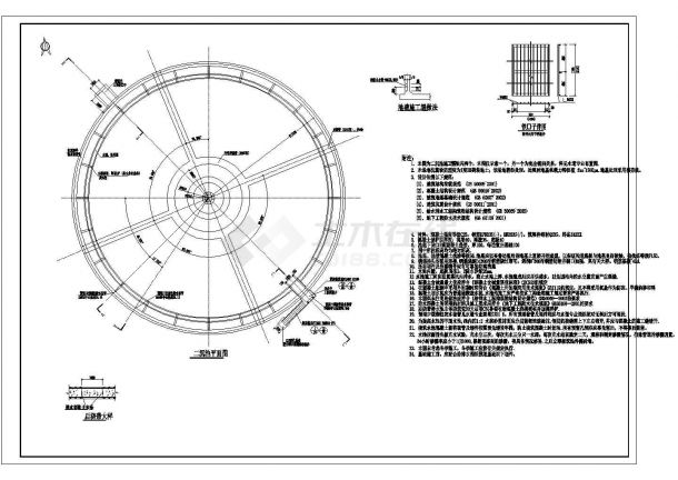 某污水处理厂圆形二沉池结构施工图-图一