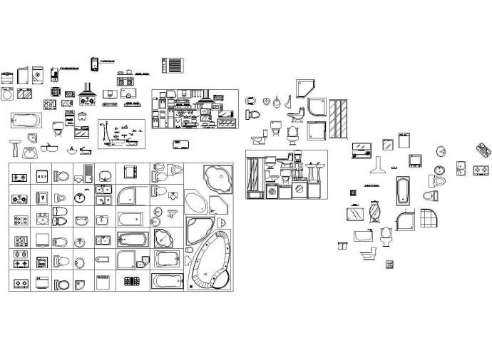 厨房卫生间用品图块（建筑cad图纸）_图1