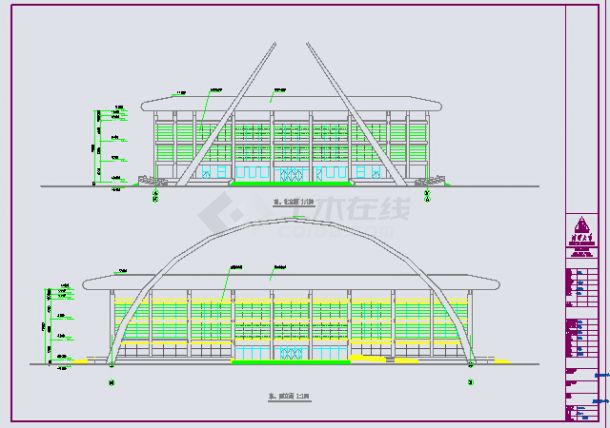 某地三层框架结构网球馆建筑施工图-图一