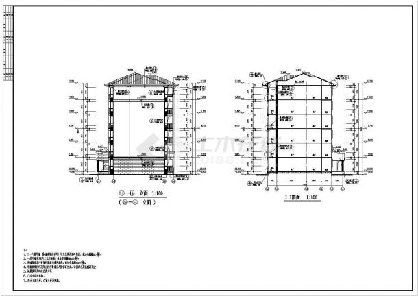 某地框架异形柱框架结构单元住宅建筑施工图-图二