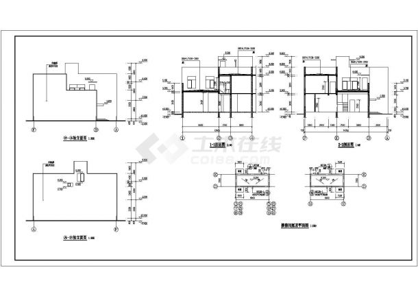某地两层砖混结构联体别墅建筑设计施工图-图二