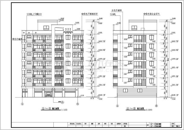 某七层框架结构住宅楼建筑设计施工图-图二