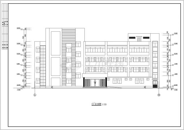 某乡镇医院四层框架结构住院楼建筑设计方案图-图一