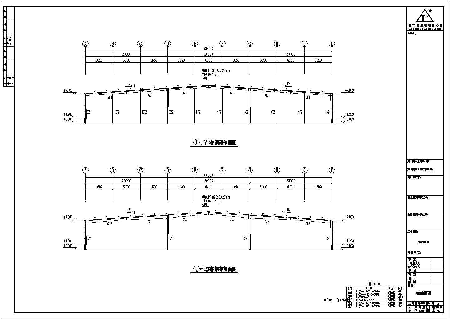 一套钢结构厂房施工图（含设计说明）