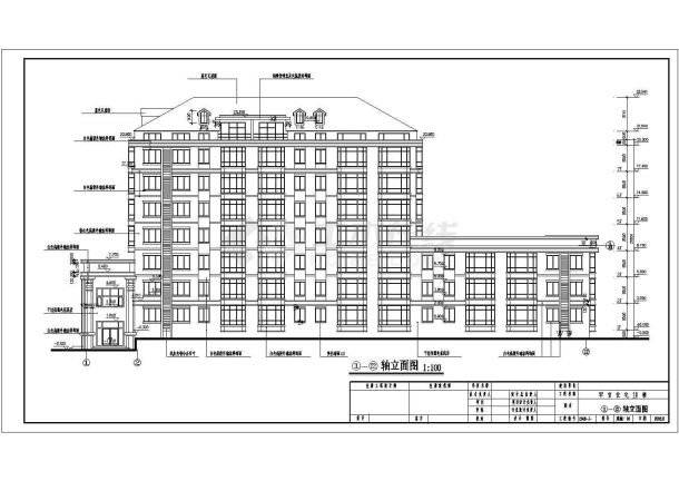 某军分区七层砖混结构住宅楼建筑设计方案图-图一