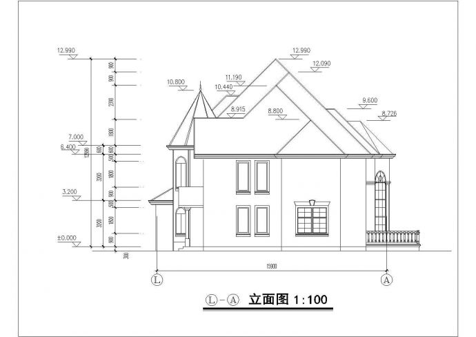 某地某别墅建筑方案CAD参考图_图1