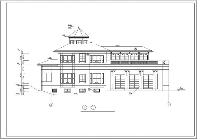 某地独栋别墅建筑设计图纸（共6张）_图1