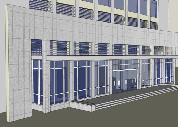 高层办公入口门厅设计（SKETCHUP模型）_图1