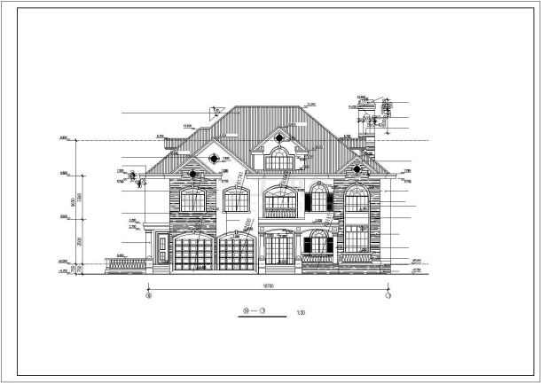 某地三层高档别墅建筑CAD平面布置参考图-图二