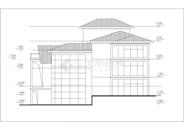 湖北某地区某多层别墅CAD平面布置参考图-图二