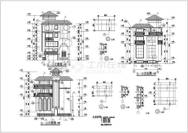 某地欧式二层砖混结构别墅建筑设计施工图-图一