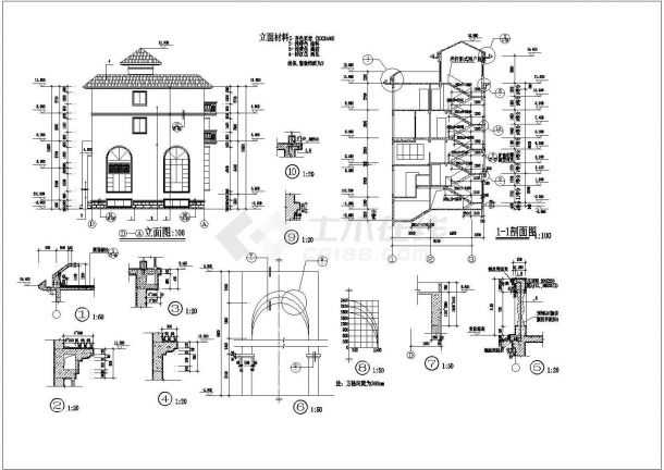 某地欧式二层砖混结构别墅建筑设计施工图-图二