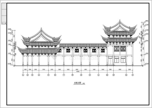 某地古建筑祠堂戏台建筑设计图（共12张）-图二