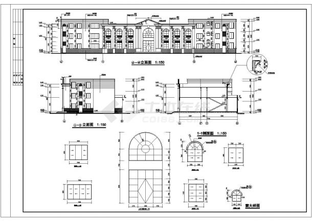重庆某地三层砖混结构小型法庭建筑施工图-图一