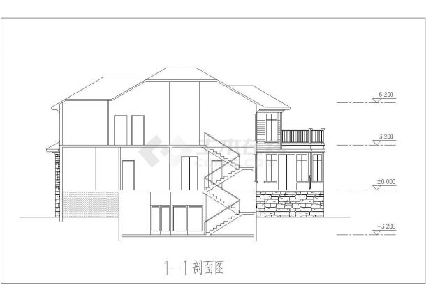 某地两层现代风格别墅建筑设计图-图二