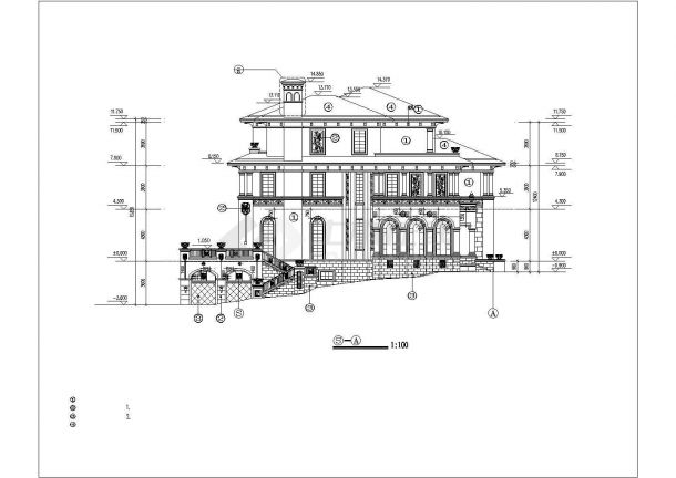 某湖景别墅建筑设计图（共9张）-图二
