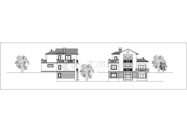 某地三层欧式别墅建筑设计图（共4张）-图一