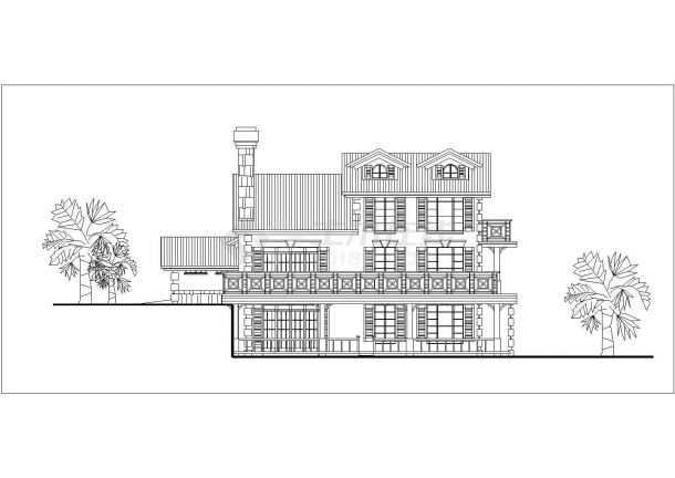 某地欧式风格别墅建筑施工图（共5张）-图二