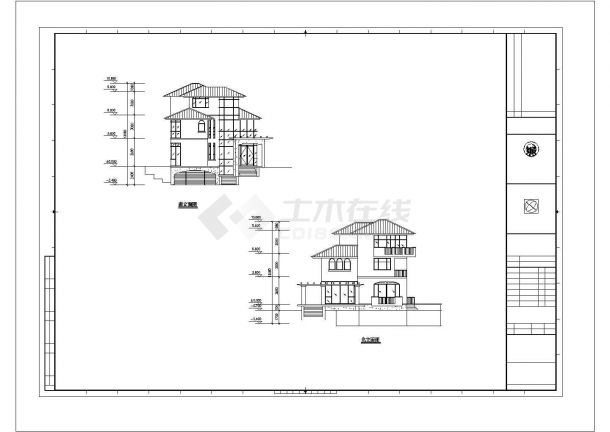 某地中海风情别墅建筑设计图（共5张）-图二