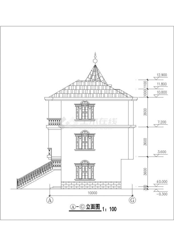 某地农村别墅建筑设计图（共8张）-图二